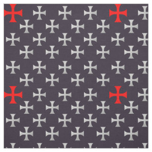 Black Knights Templar Masonic silver red vintage Fabric