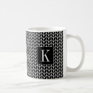 BLACK KNIT White Mug + Initial II