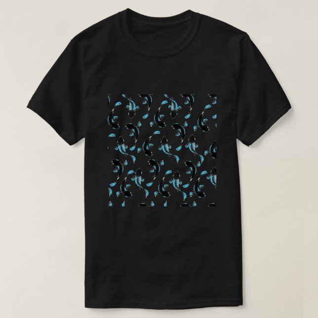 Black koi fish creating turbulence in sea 1 T-Shirt (Design Front)