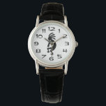 Black Kokopelli Watch<br><div class="desc">Black graphic image of a dancing kokpelli based on the American southwest designs. You can change the colour of the numbers on the watch's face,  as well as the background colour. You can remove the numbers and increase the size of the kokopelli.</div>