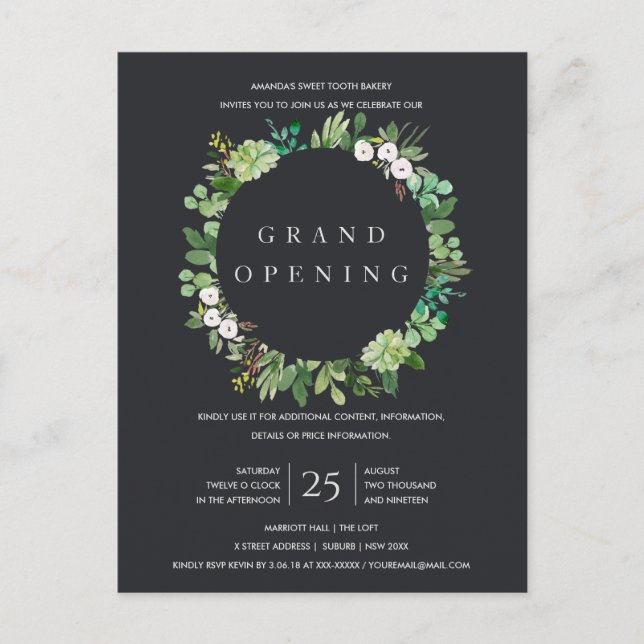 BLACK KRAFT FOLIAGE FRAME GRAND OPENING CEREMONY POSTCARD (Front)