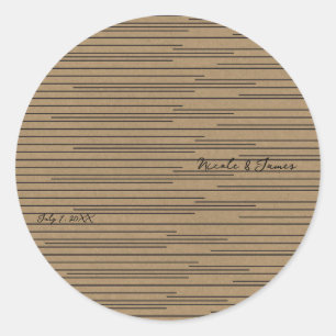 Black Kraft Minimal Modern Lines Wedding Classic Round Sticker