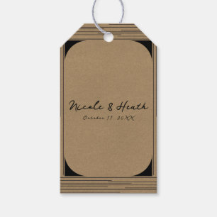 Black Kraft Minimal Modern Lines Wedding Gift Tags