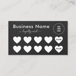 Black Kraft Paper Minimalist Add Logo Social Media Loyalty Card