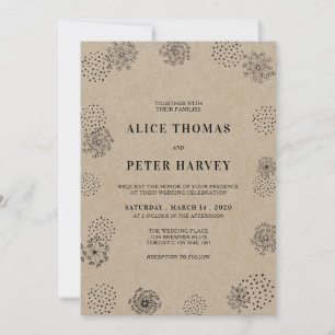 Black & Kraft Simple Modern Wedding Ceremony Invitation