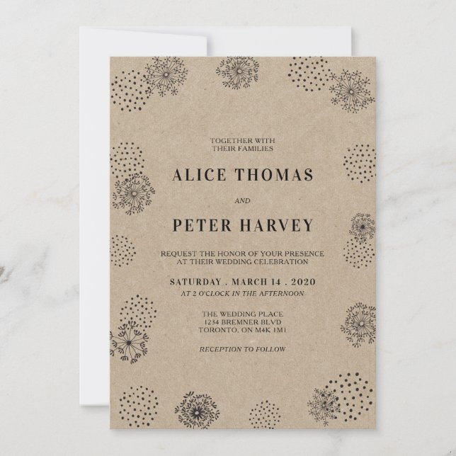 Black & Kraft | Simple Modern Wedding Ceremony Invitation (Front)