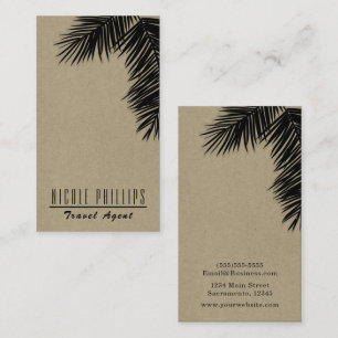 Black & Kraft Tropical Palm Tree Leaf Elegant  Business Card