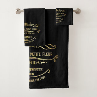 Black L ‘ Hotel De La Petite Fleur Bathroom Towel