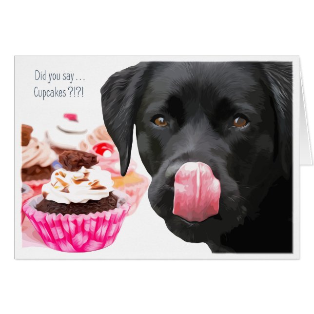 Black Lab All Occasion Card - Cupcake Cards (Front Horizontal)