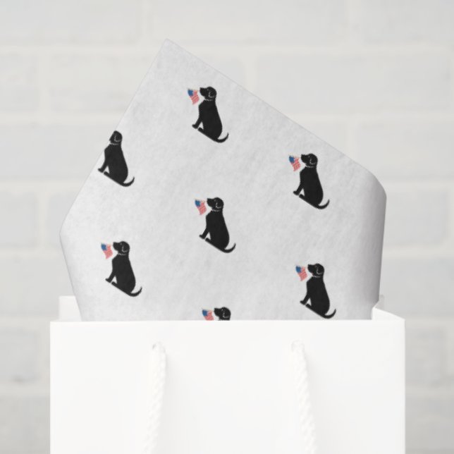 Black Lab American Flag USA Preppy Pet Love Tissue Paper (Gift Bag)
