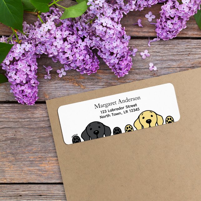 Black Lab and Yellow Lab Watching (Black Lab and Yellow Lab Cartoon Design Return Address Label for Labrador Owners.  Cute and funny.)