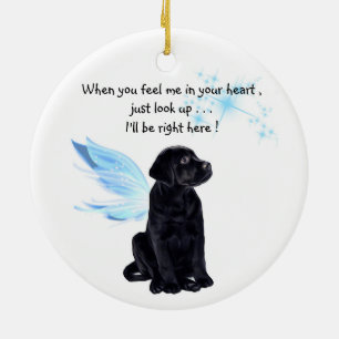Black Lab Angel Pet Dog Christmas Memorial Ceramic Tree Decoration