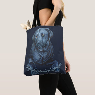 Black Lab Bags Blue Dog Art Tote Bags