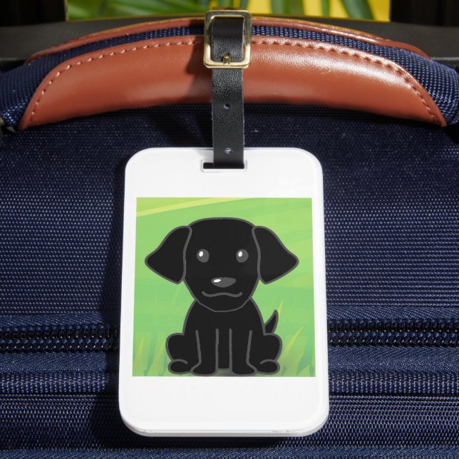 black lab cartoon new second luggage tag (Front Insitu 2)