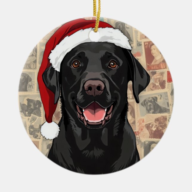 Black lab ceramic tree decoration (Front)
