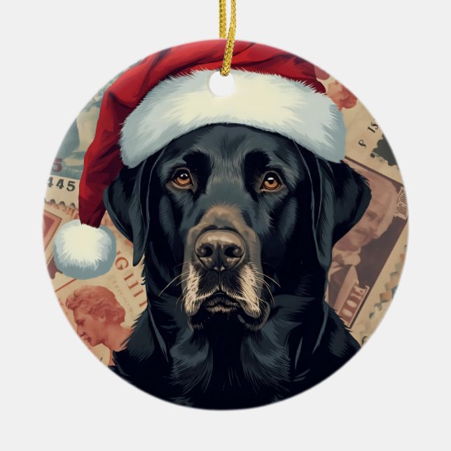 Black lab ceramic tree decoration (Front)