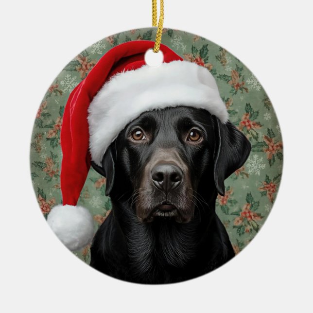 Black lab ceramic tree decoration (Front)