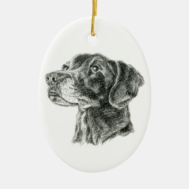 Black Lab Ceramic Tree Decoration (Front)