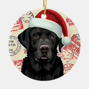 Black lab ceramic tree decoration