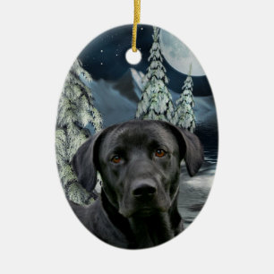 Black lab ceramic tree decoration