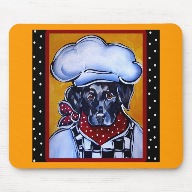 Black Lab Chef Mouse Mat (Front)
