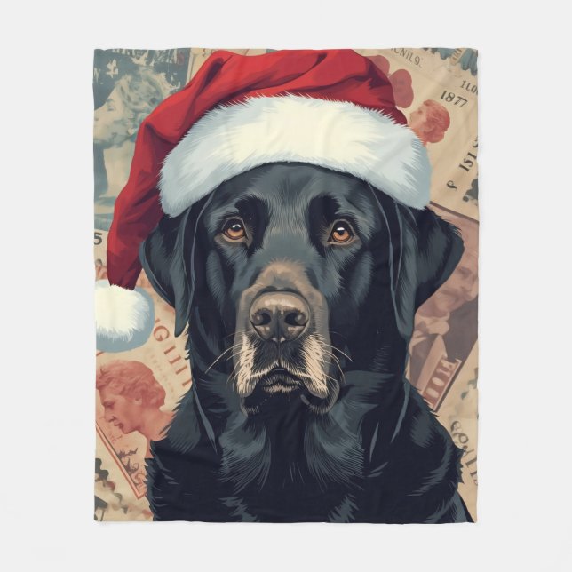 Black lab christmas blanket (Front)