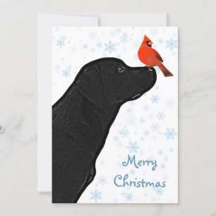 Black Lab Christmas Cardinal - Cute Labrador Dog Invitation