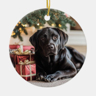 Black Lab Christmas Ceramic Tree Decoration