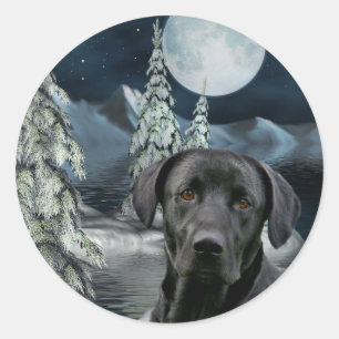 Black lab Christmas Classic Round Sticker
