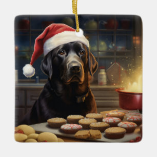 Black Lab Christmas Cookies Festive Holiday Ceramic Ornament