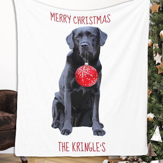 Black Lab Christmas Dog Labrador Fleece Blanket (Creator Uploaded)