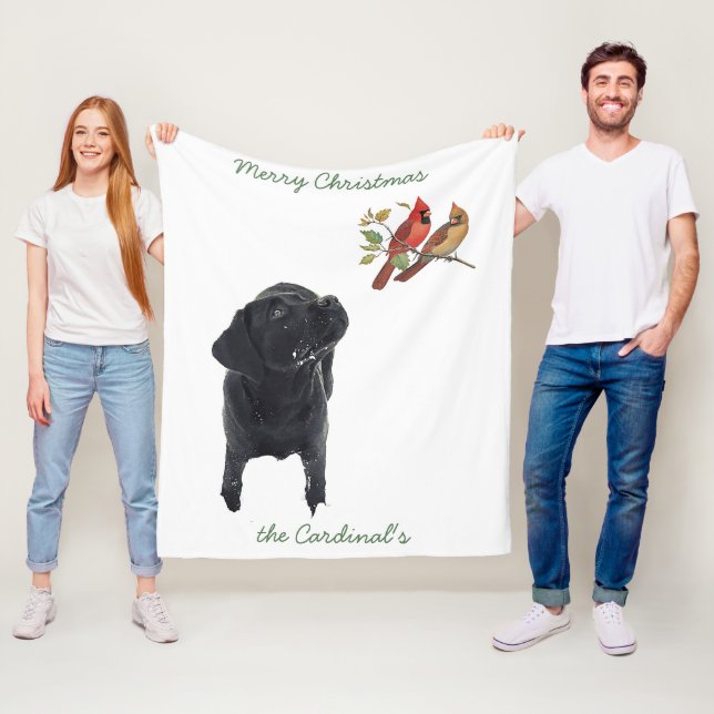 Black Lab Christmas Dog Labrador Fleece Blanket (In Situ)