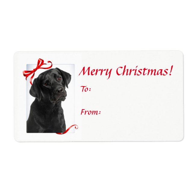 Black Lab Christmas Gift Labels (Front)