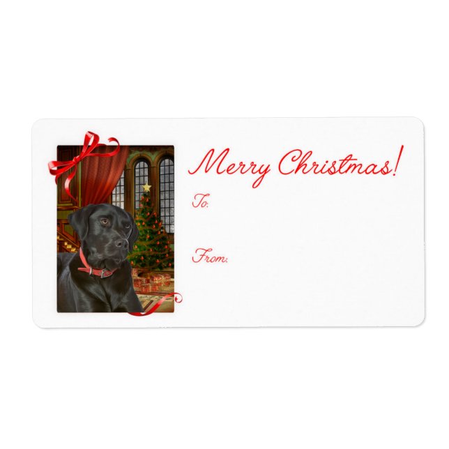 Black Lab Christmas Gift Stickers (Front)
