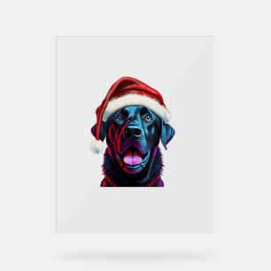 Black Lab Christmas Magic_ Labrador in Santa Hat Acrylic Sign