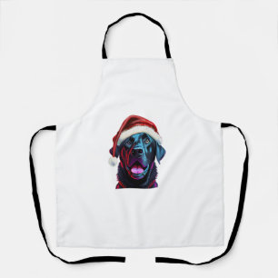Black Lab Christmas Magic_ Labrador in Santa Hat  Apron