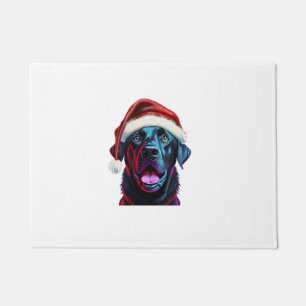 Black Lab Christmas Magic_ Labrador in Santa Hat Doormat