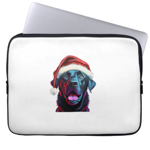 Black Lab Christmas Magic_ Labrador in Santa Hat Laptop Sleeve