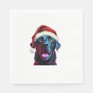 Black Lab Christmas Magic_ Labrador in Santa Hat Napkin