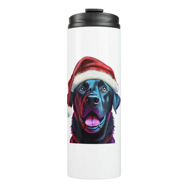 Black Lab Christmas Magic_ Labrador in Santa Hat  Thermal Tumbler (Front)