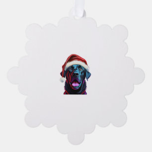 Black Lab Christmas Magic_ Labrador in Santa Hat Tree Decoration Card
