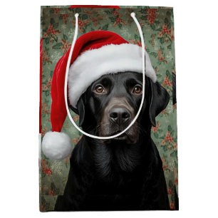 Black lab christmas medium gift bag