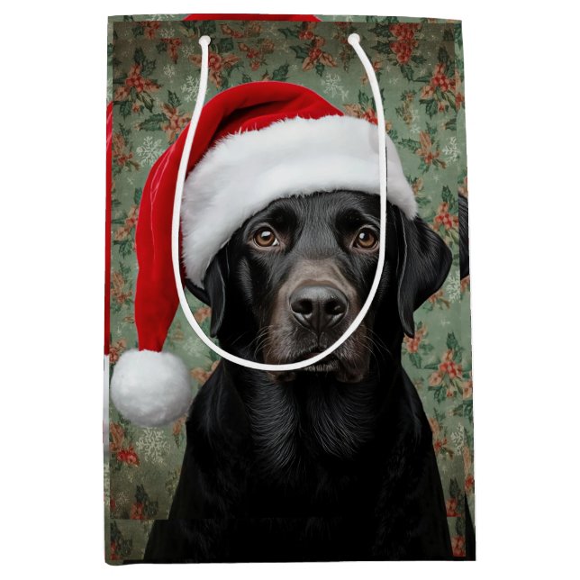Black lab christmas medium gift bag (Front)