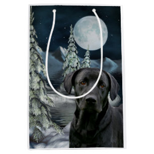Black lab Christmas Medium Gift Bag