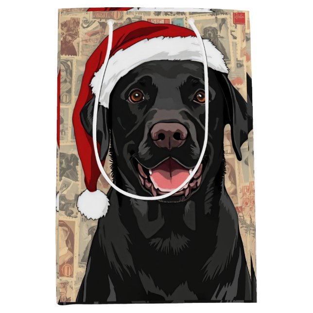 Black lab christmas medium gift bag (Front)