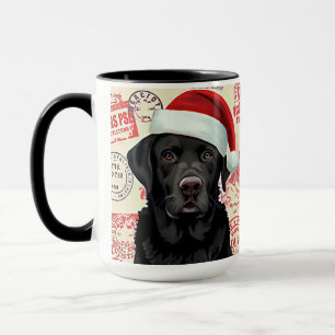 Black lab christmas mug