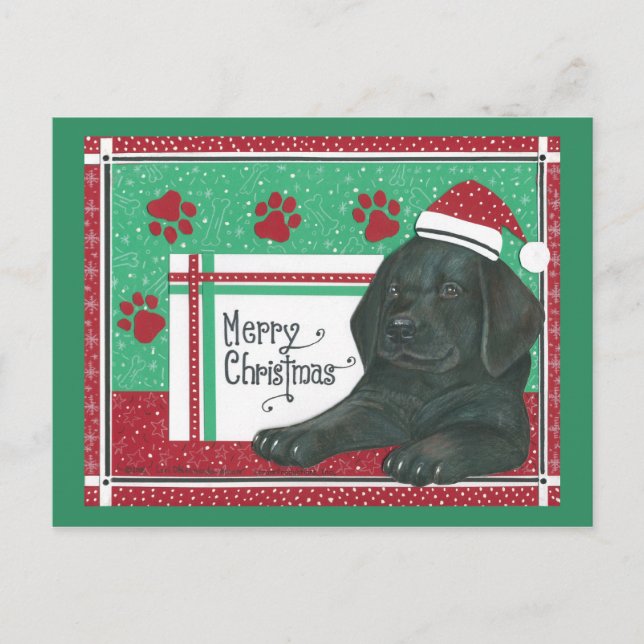 Black Lab Christmas Postcard (Front)