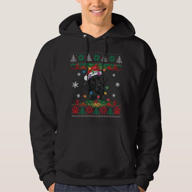 Black Lab Christmas Santa Ugly Sweater Dog Lover X (Front)