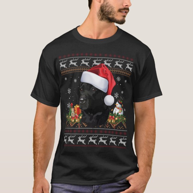 Black Lab Christmas Santa Ugly Sweater Dog Lover X (Front)