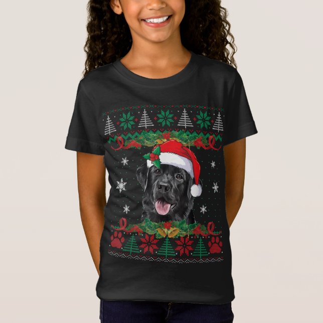 Black Lab Christmas Santa Ugly Sweater Dog Lover X (Front)